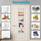 Ultra Sturdy 5-Shelf Over The Door Hanging Pantry Organizer with Clear Plastic Pockets - Large Capacity Room Organizer for Closet, Bedroom, Nursery, Bathroom & Sundries (28lb Load)
