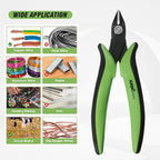 KATA Micro Flush Cutters, 5-inch Precision Wire Cutter, Anti-Slip Side Cutting Pliers for Electronics, Zip Ties, Copper Wire