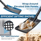 Beach Sifter Sand Scoop for Treasure Hunting, 47" Adjustable Metal Sand Sifter Shovel with Comfort Grip, High Sides for Shells & Relics