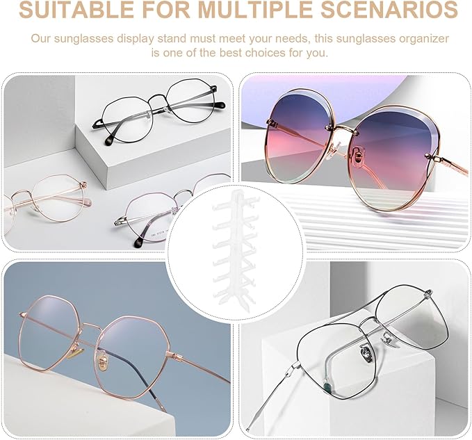 Unomor Multi-Layer Eyeglasses Holder Sunglasses Stand 6-Tier Plastic Storage Organizer for Desk Eyewear Display Rack Suitable for Home and Office