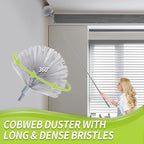 Duster with Extension Pole, Skinny Duster/Under Appliance Cleaning Tool & Spider Web Brush & Ceiling Cleaner, 100" Microfiber Feather Cleaner with Washable Head for Fan Furniture Wall