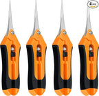 iPower 6.5 Inch Gardening Scissors Hand Pruner Pruning Shear with Straight Stainless Steel Blades, Orange, 4-Pack