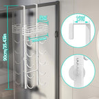 HapiRm Towel Racks for Bathroom Storage - 6 Tier Over The Door & Wall Mount Rolled Towel Storage Organizer Holder with Metal Shelf Basket for Small Bathroom, Camper, Rv - White, Patented