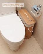 Bamboo Toilet Paper Storage with Lid & Handel, 8 Gallons (30L), Sturdy Toilet Paper Basket, Organizer for Bathroom, Kitchen, Holder with Storage, Natural