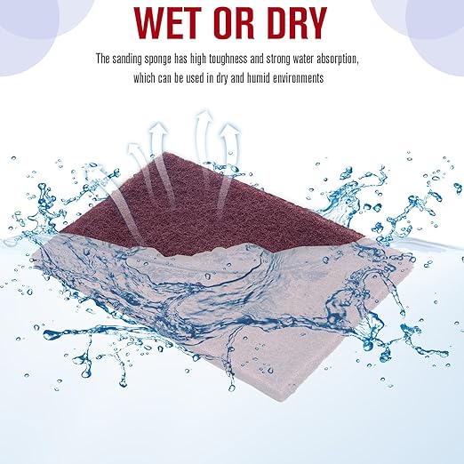 7447 General Purpose Scrub Pad - Maroon, 6" X 9", 20PCS Abrasive Finishing Pad for Paint Prep, Scuffing, Scouring, Sanding, Adhesion Scratch