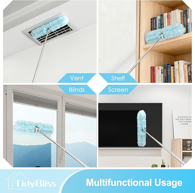 Dusters for Cleaning with Extension Pole for Swiffer, 66 inches Extended Handle Dusting Wand Kit with 10 Refills, 360 Degree Heavy Duty Microfibers Dust Removing Tool for Ceiling Fan Wall