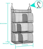 HapiRm Hanging Closet Organizer Storage - 4 Tier Metal Stackable Hanging Closet Shelves with Dividers and S Hooks, Foldable Clothes Shelves for Clothes, Pants, Shoes, Coat, Hats Clutches Accessories
