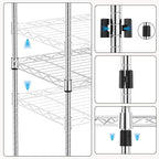 M MZG 1250 lbs 5 Tier Shelf Metal Storage Shelves Wire Rack Closet Organizers with Wheel for Garage Kitchen Bathroom Laundry Chrome 13.7" D x 23.6" W x 62.4" H