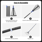 Expandable Rake for Leaves, Garden Leaf Rake for Lawns with 8-17“ Width & 65” Height - Lightweight Metal Yard Rakes for Women & Kids, for Pine Needles, Grass, Dog Poop - Easy Storage for RV & Camping