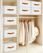 Homsorout Clothes Organizers and Storage - 4/5/7 Grids Fabric Jeans Organizer with Handles, Foldable Closet Organizers Dividers, Wardrobe organizer for Pant, Sweater, T-shirt, Scarf, 6 Pack, White