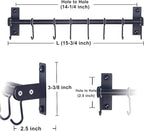 Dseap Pot Rack - Pots and Pans Hanging Rack Rail with 8 Hooks, Double Bars, Pot Hangers for Kitchen, Wall Mounted, Black, Pack of 2
