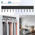 Belt Hanger Wall Mounted, Wooden Belt Organizer 2 Pack Max 24 Storage Capacity, 180° Rotating Space Saving Hangers for Ties, Tank Tops, Scarves, Bras, Keys, Bags Halloween Black