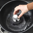 Onewly 2Pack Steel Wool Dish Scrubber, Stainless Steel Dish Brush with Ergonomic Stainless Steel Handle, for Cleaning Dishes, Cast Iron, Stock Pots, Pans, Griddles, Grills