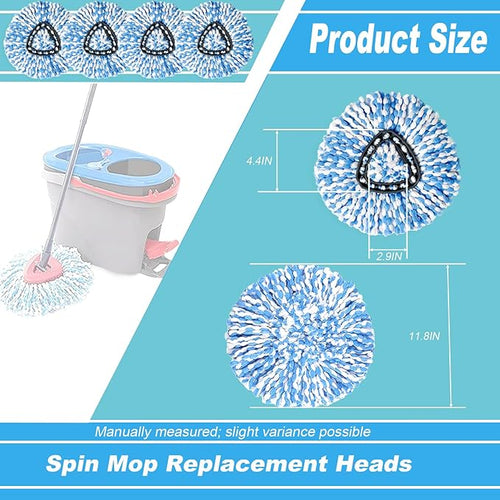 16 Pack Spin Mop Replacement Heads, Only Fit for RinseClean 2-Tank System, 100% Microfiber Spin Mop Refill Head,Spinning Mop Head Replacement for Floor Cleaning