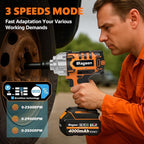 1000N.m/737Ft-lbs Brushless Impact Wrench,1/2" Cordless Impact Gun / 2x4.0Ah Battery & 6 Sockets, 3500RPM Power Electric Impact Driver for Car/DIY Furniture/Lawn Mower, Orange Toolbox