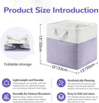 13 x 13 Inch Cube Storage Bins, 6 Pack Fabric Storage Basket with Handles, Foldable Boxes Organizer for Shelf Baskets for Home, Clothes (White/Purple)