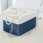TheWarmHome Organization and Storage Basket for Organizing - X Large 3 Pack 17.7L×13.8W×9.8H in Collapsible Storage Bin for Shelves, Basket for Gifts Empty Toys Organizer Gift (White & Jean Blus)