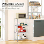 Homdox 6-Tier Storage Shelf Wire Shelving Unit Free Standing Rack Organization with Adjustable Leveling Feet, Stainless Side Hooks, Silver