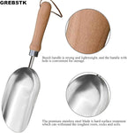 GREBSTK 13.2IN Hand Large Capacity Stainless Steel Ice Scoop Soil Shovel Stainless Steel Gardening Trowel for Ice Machines, Buckets, Dog Food, Flour, and Canisters – Ideal for Bar, Garden, Parties