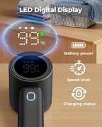 ASNUG Fabric Shaver, Electric Lint Remover, Sweater Shavers to Remove Pilling with 3 Speeds, 6 Leaf Blade, LED Display & Type-C Rechargeable, Removes Fuzz, Pills for Clothes, Couch, Furniture