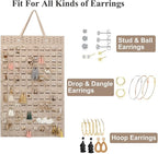 Resovo Hanging Earrings Organizer, Earring Holder & 20 Hooks, Holds Up To 300 Pairs, Compact Design, Soft Material, Earring Hanger Earring Display Hanging Organizer for Women Girls -1 Pack