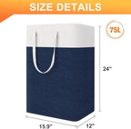 TasticTotes laundry basket 3-Pack, laundry hamper, Hamper with handles, collapsible laundry baskets, Waterproof dirty clothes hamper, Towel Storage for Home or Dorm, 75L-Blue