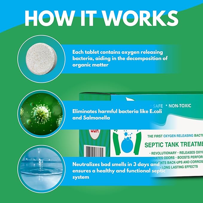 Septic Tank Treatment Tabs - Live Aerobic Bacteria Tablets For Your Septic Tank