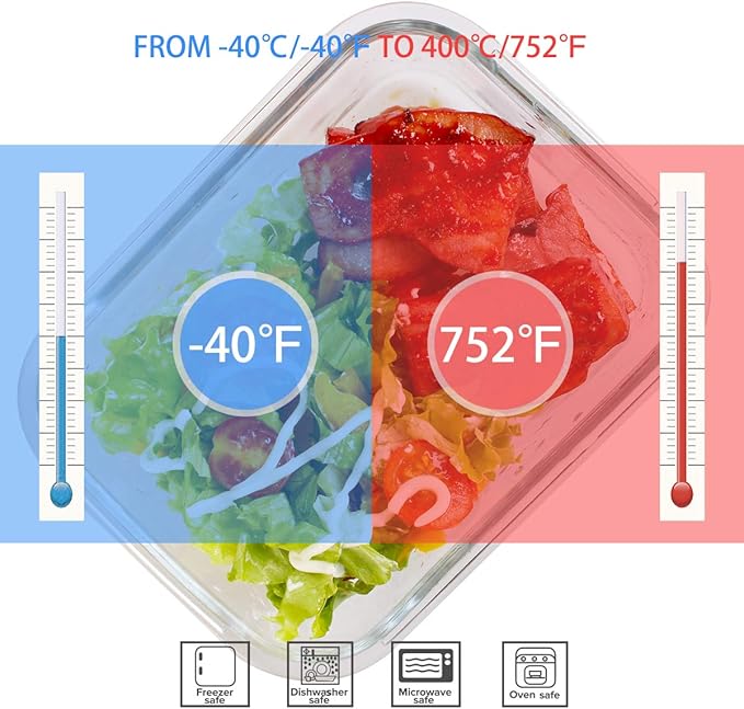 AILTEC Glass Food Storage Containers with Lids, [18 Piece] Glass Meal Prep Containers, Containers for Food Storage with Lids, BPA Free & Leak Proof (9 Lid & 9 Container)