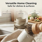 Wooden Dish Scrub Brush - Natural Fiber Kitchen Dish Scrubber Set, for Cleaning Pots, Sink, Tableware and Vegetables - 3 Pack