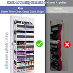UVIAHOMI Heavy Duty Over The Door Organizer 5 Tiers, Extra Large Behind Door Storage of 10 Front & 10 Mesh Pockets, 80lb Weight Capacity, Hanging Doors Storage for Closet Bedroom Nursery, Dark Gray