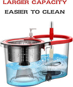 Mop and Bucket with Wringer Set 360° 3psc Microfiber Spin Mop with Bucket and Dual Mop Heads Self Wringing Spinning Mop (20QT) (1)