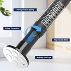 No Drilling Closet Rod, 27.5-82 Inches Hanging Closet Rod for Clothes, Closet Bar & Pole Heavy-duty, Closet Rods for Hanging Clothes For Closet Wardrobes Bathroom Laundry RV Curtains, Black