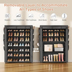 VTRIN Shoe Rack with Cover, 7 Tier Shoe Organizer Storage for 35-40 Pairs Shoes and Boots Large Capacity Tall Shoe Shelf with 8 Pockets Free Standing Shoe Rack for Closet, Entryway, Garage