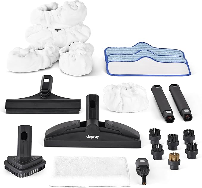 Dupray Neat Steam Cleaner with 22-Piece Accessory Kit – Versatile, Portable Steamer for Floors, Upholstery, Tiles, and More, removes 99.9% of Bacteria & Viruses (incl. x5 Large Bonnets)