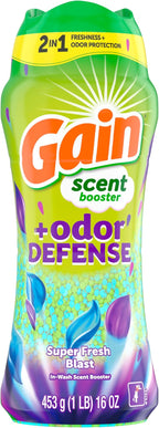 Gain Odor Defense In-wash Scent Booster, Super Fresh Blast scent, 16 OZ, 2 in 1 Freshness plus Odor Protection, laundry scent beads