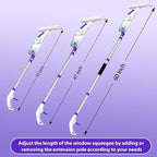 Spray Window Squeegee with 60" Extension Pole, Window Cleaning Squeegee Kit- 2-In-1 Squeegee Scrubber, 3 Microfiber Cleaning Pad&400ML Refill Bottle, Multi-Use Squeegee for Home Shower Car Windshield.