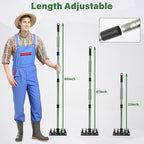 Weeding Rake Tool, Garden Weed Puller with Detachable Long Handle, 62 Inch Heavy Duty Hand Weed Remover Tool for Lawn, Yard, Atio and Backyard (5 Tines)