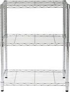 Honey-Can-Do 3-Tier Heavy-Duty Adjustable Shelves, Metal Storage Rack with 250-lb Shelf Capacity, Chrome, 14" W x 24" L x 30" H