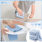 Patelai 12 Pcs Kitchen Dish Cloths for Washing Dishes Absorbent Dish Rags Cleaning Reusable Towels for Scrubbing Wipe Glass Summer Home Household Supplies(Blue,13.8'' X 13.8'')