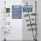 Vatex Shower Caddy Corner Tension Pole, Stainless Steel Rustproof 6 Shelves Bathroom Organizer with Towel Bar & Toothbrush Holder, Adjustable Shower Shelf for Renters - Family Stand Storage Rack