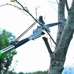 Manual Pole Saw for Tree Trimming, 27 FT Manual tree purner with 8 Fiberglass Handles, Sharp steel Blade and Heavy-Duty Giant Scissors, Extendable Design for Tree Maintenance, Green
