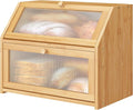 Bread Box for Kitchen Counter, Large Bamboo Wood Double Layer Bread Box, Wooden Bread Storage Capacity