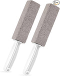 2 Pack Pumice Stone for Bowl Cleaning with Handle, Scouring Stick Removes Hard Water Rings, Calcium Buildup and Rust for Cleaning Toilet, Bathroom, Kitchen Sink, Grill (Gray)