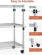 YSSOA 3-Tier Heavy Duty Storage Shelves 750Lb Capacity, 24.02" D x 13.78" W x 21.97" H Shelving Unit for Pantry, Garage, Laundry and Kitchen, Chrome, 2 Pack