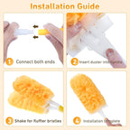 360° Duster Refills Kit for Swiffer Duster, 25 Pack & 1 Handle, Multi-Surface Dusters with 4X Microfibers. Efficient Duster Kit for Cleaning Pet Hair, Home, Office, Blinds, Furniture and More