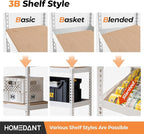 HOMEDANT 35.9" W 5 Tier Heavy Duty Garage Shelving Adjustable Metal Rack Storage Shelves Standing Shelf Unit Organizers Pantry Closet White 2Pack