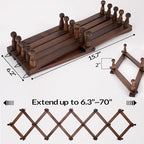 SCUNDA Hat Rack for Wall, Expandable Wall Hat Holder with 16 Hooks, 16 inch Wooden Wall Hook for Baseball Caps,Cowboy, Bag,Hoodie(Brown)