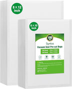 Syntus Vacuum Sealer Bags, 100 Quart 8" x 12" and Pint 6" x 10" Commercial Grade PreCut Bag, BPA Free Food Vac Bags for Storage, Meal Prep or Sous Vide