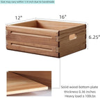 1 Pack Wooden Storage Bin of 16"x12"x6.25".Durable Open Solid Wood Box w/Handles.Farmhouse Container Shelf Baskets. Multipurpose Home Décor Organizer Crates for Display,Pantry,Book,CD