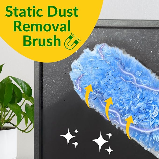 Duster Refills,Static Dust Removal Brush Disposable Replacement Head Compatible with Swiffer Duster Refills for Electronics, Furniture, Blinds, Ceiling Fans (Blue, 30 Refills+1 Handle)